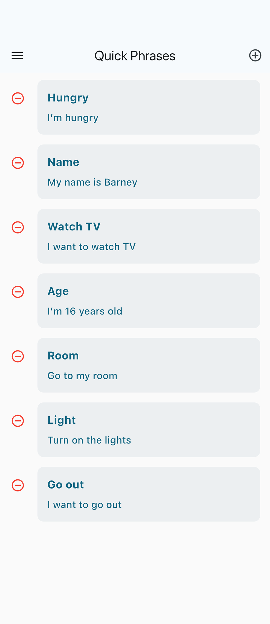 Quick phrases interface for faster AAC communication